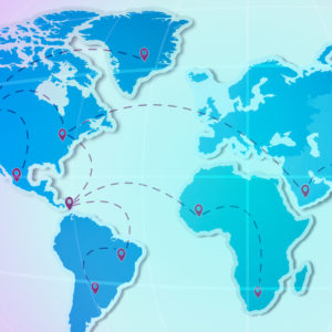basic map of world with lines connecting points