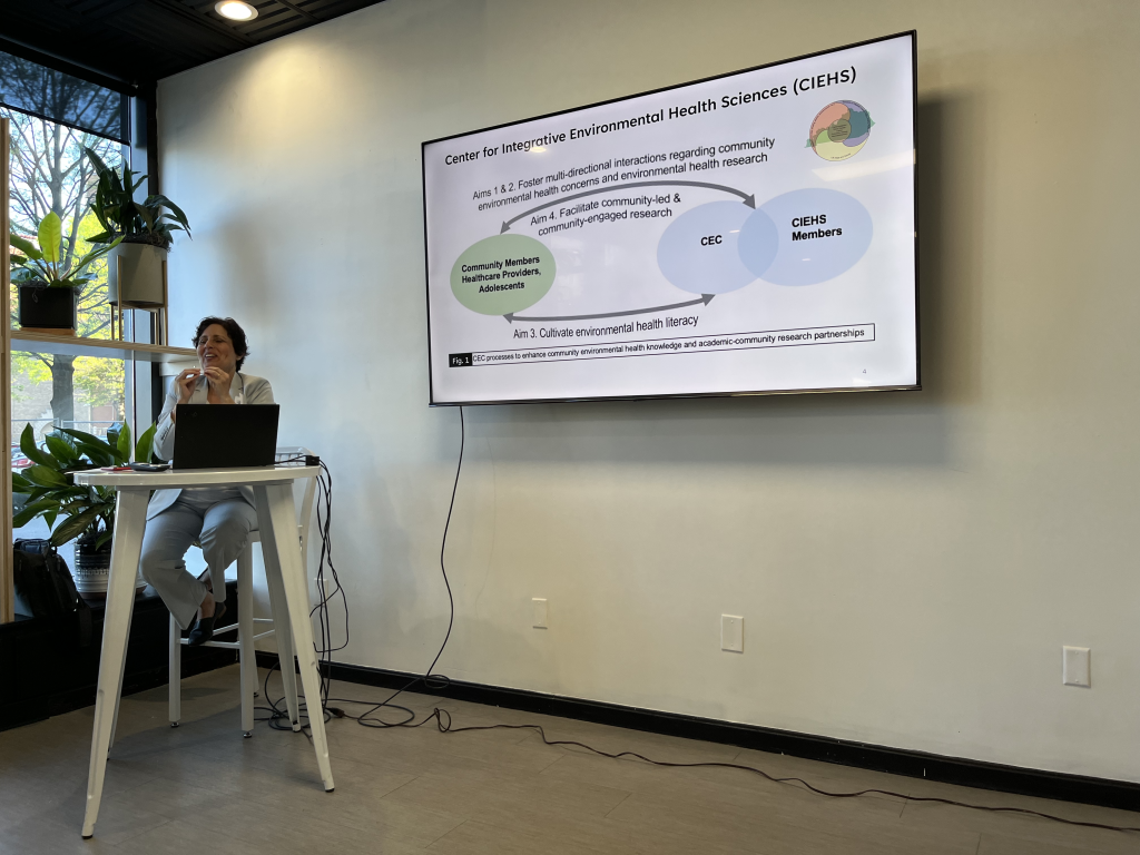 Dr. Luz Huntington-Moskos presenting on her work with the Center for Integrative Environmental Health Sciences