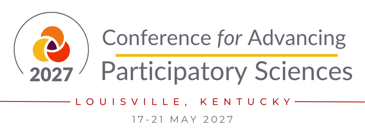 2027 Conference for Advancing Participatory Sciences logo, with event details: Louisville, Kentucky, 17–21 May 2027.